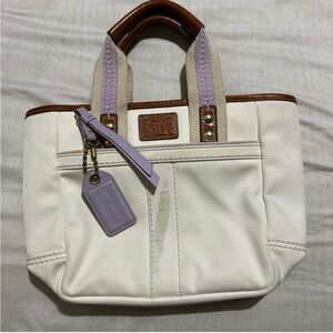 Coach White, brown, purple tote Bag